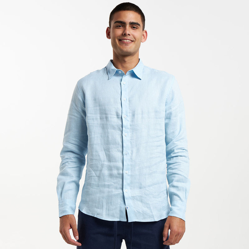 Long Sleeve Linen Shirt | Baby Blue