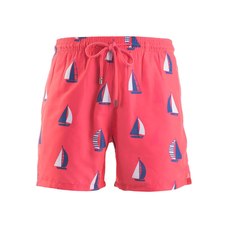 Kids Swim Shorts - Sail Boats | Coral