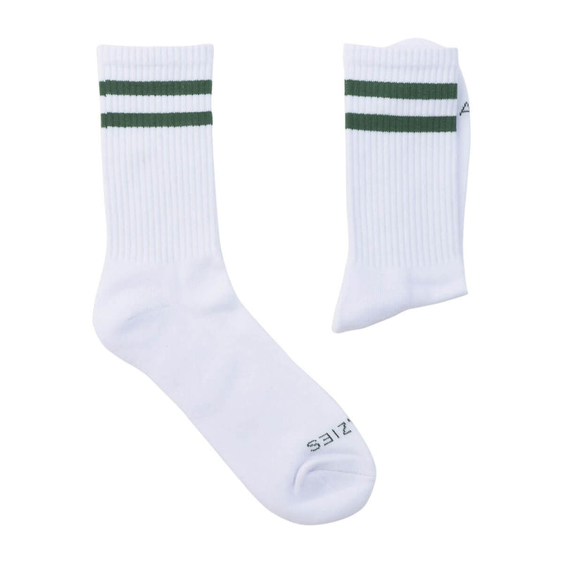 Socks - White & Army Green