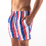 Swim Shorts - Stripes | Coral, Royal Blue & White