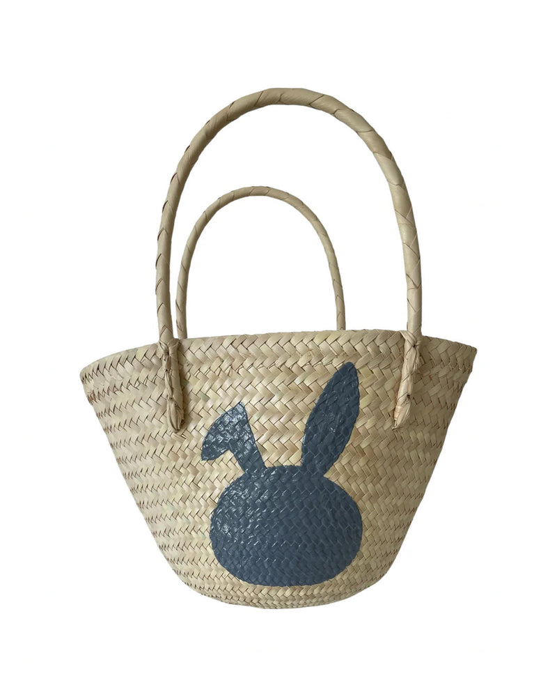 Bunny Basket - Grey with Handpainted Initial