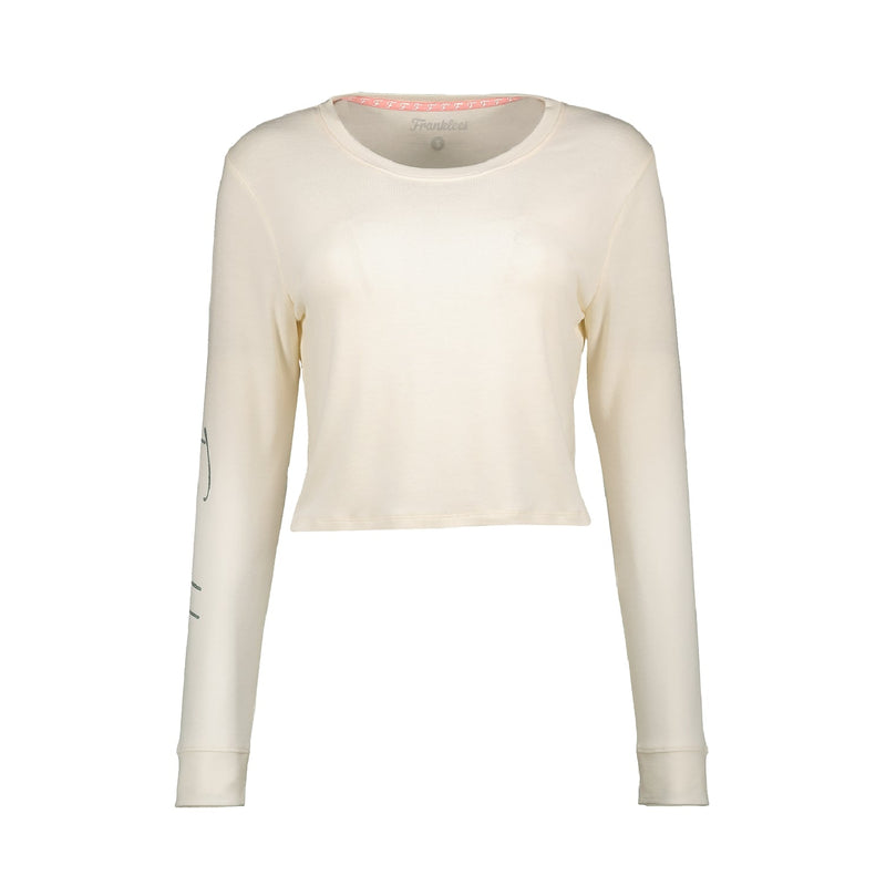 Cropped Long Sleeve Tee | Super Soft Viscose | Ivory