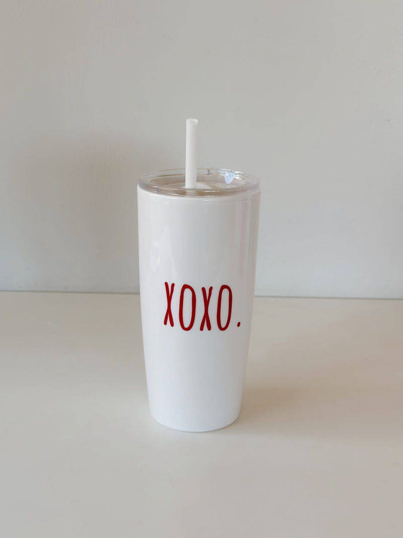 ❣️Straw Cup XOXO - White with Red