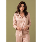 Classic Silky Long Pajama Set | Leopard Blush